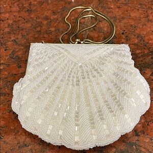 Vintage Beaded Cream Evening Shoulder Bag